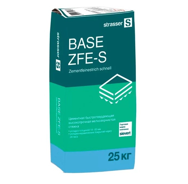 72977 BASE ZFE-S Цементная быстротвердеющая высокопрочная мелкозернистая стяжка, 25 кг