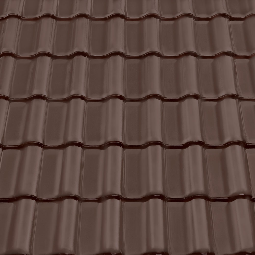Braas Рядовая черепица Рубин 11V  435x283 мм, цвет Тёмно-коричневый