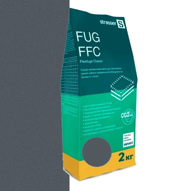 72956 FUG FFС 02 Сухая затирочная смесь для узких швов (1-6 мм), антрацит, 2 кг