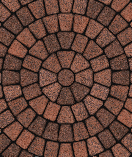Тротуарная плитка Классико круговая, Гранит Листопад, Клинкер,  (форма Трапеция), 60 мм