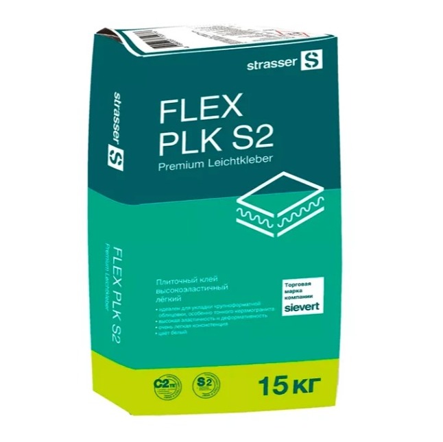 72981 FLEX РLK S2 Плиточный клей, высокоэластичный, белый,  (С2, ТЕ), 15 кг