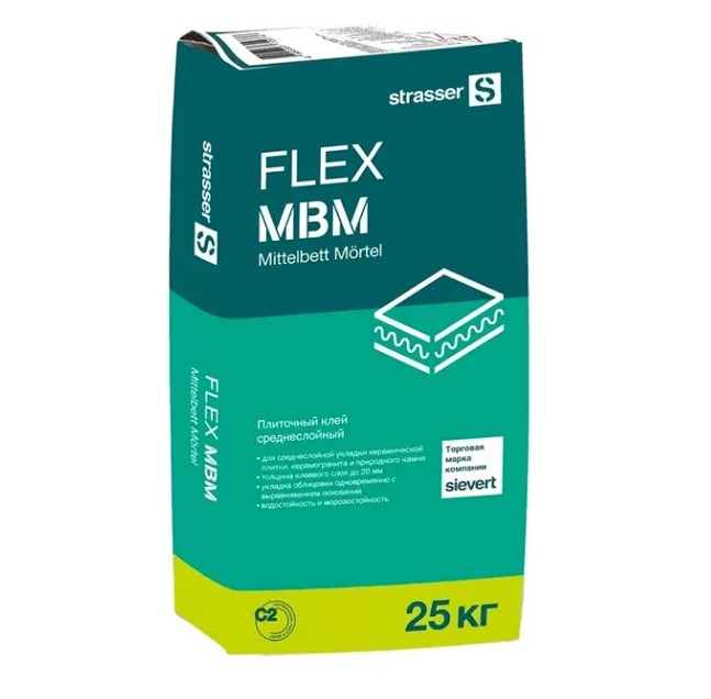 72982 FLEX MBM Плиточный клей среднеслойный (С2 Е), 25кг